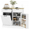 HOMCOM Poubelle inclinable, ilot de cuisine avec 2 tiroirs, blanc