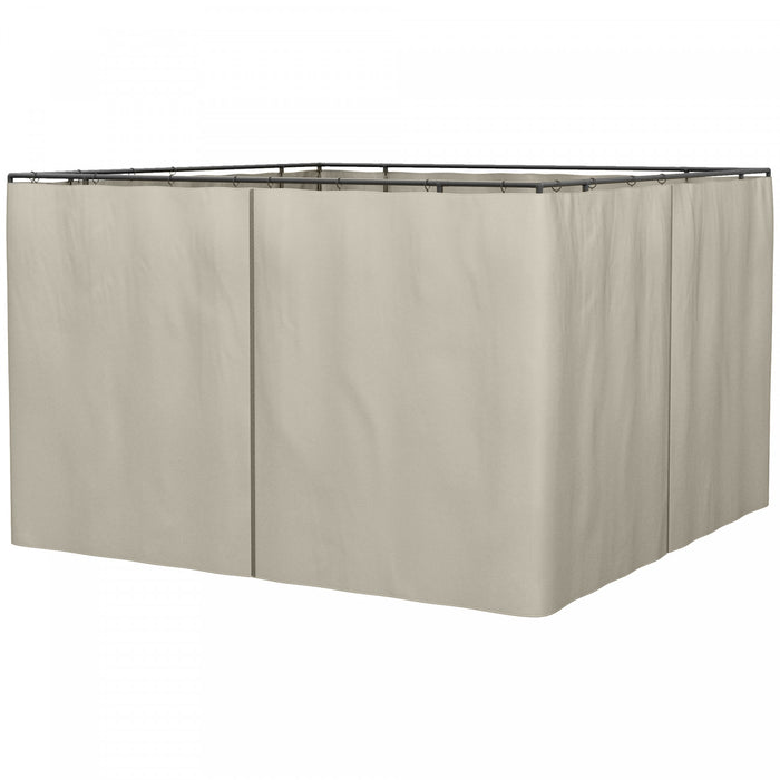 Outsunny Ensemble De Parois Laterales De Gazebo Universel Avec 4 Panneaux, Crochets/anneaux En C Inclus Pour Pergolas Et Cabanas, Beige