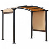 Outsunny 10' X 8' Canopee Exterieur Retractable Pergola Cadre En Acier Patio Pergola Abri Pare-soleil Avec Toit En Arc, Beige