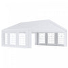 Outsunny 20'x20' Grand Abri De Voiture Exterieur Robuste Garage Party Event Tente Patio Gazebo Auvent Avec Paroi Laterale Amovible, Blanc