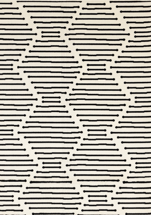 Carpette Forte noire et blanche à motif de rayures - 2 pi 7 po x 4 pi 11 po