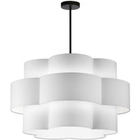 Lustre Phlox de Dainolite avec abat-jour blanc, fini noir mat et 4 ampoules