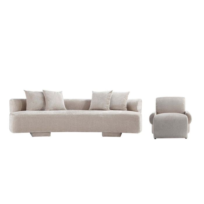 Ensemble de canape 2 pieces Verandah style mid-century modern en beige