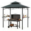 Costway 8’ X 5’ Grill Gazebo Avec 2 Etageres 7 Crochets Cadre En Metal Soft Top Gris