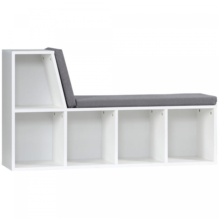 HOMCOM Bibliotheque 5 Cases Coussin Coin Lecture Gris