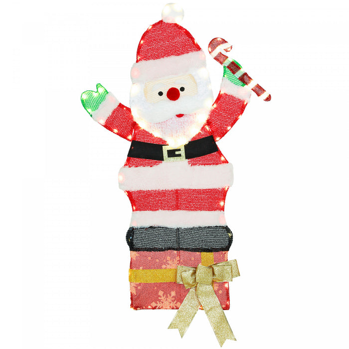 Outsunny Pere Noel Lumineux de 3\" Decoration de Noel Interieur et Exterieur