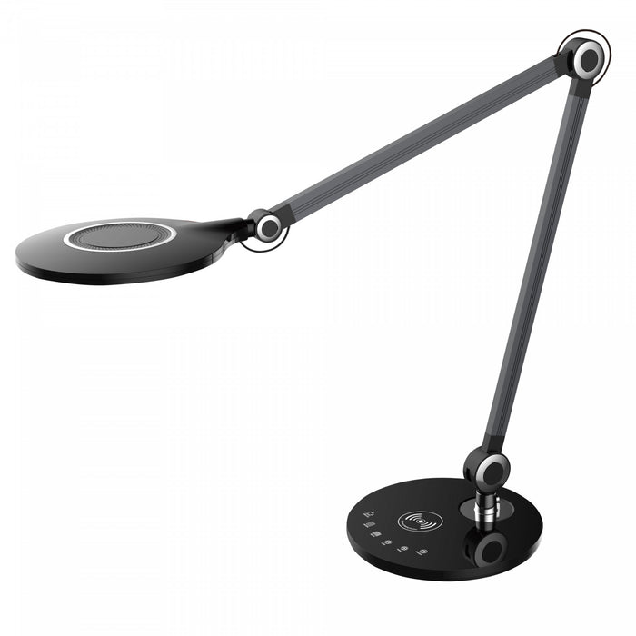Lampe de bureau Alina de Dainolite avec fini noir et aluminium brossé et ampoule de 10 W