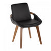 Chaise de salle à manger de style du milieu du 20e siècle Cosmo en similicuir - noyer et noir