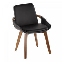 Chaise de salle à manger de style du milieu du 20e siècle Cosmo en similicuir - noyer et noir
