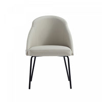 Chaise de salle a manger moderne Gracie en metal et cuir vegetalien, gris pierre et noir