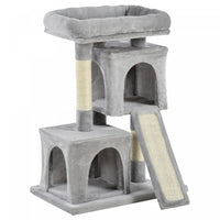 Pawhut Tour D'arbre A Chat En Peluche Centre D'activites Avec Poteau A Gratter En Sisal Planche A Gr