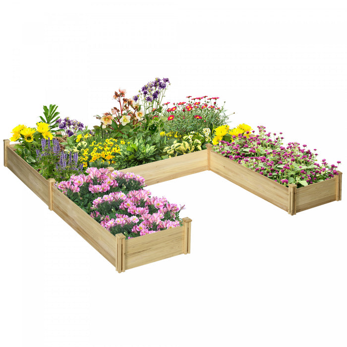 Outsunny Lit De Jardin Sureleve A Cinq Boites A Emboiter, Jardinieres En Bois Pour Plantes D'exterieur, Legumes, Fleurs, Herbes, Assemblage Facile