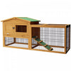 Pawhut Clapier D'exterieur A 2 Niveaux Avec Dessus Ouvrant, Grande Cage A Lapin En Bois De 59\" Avec Toit Resistant Aux Intemperies, Plateau Amovible, Rampe, Jaune
