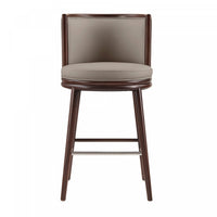 Tabouret de bar moderne en bois avec assise rembourree Evalyn, coloris taupe