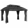 Outsunny Tonnelle De Patio 13' X 10', Tonnelle A Double Toit, Noir