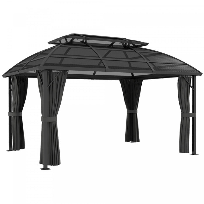 Outsunny Tonnelle De Patio 13' X 10', Tonnelle A Double Toit, Noir