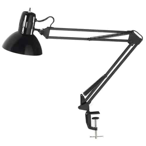 Lampe de travail de Dainolite  avec pince à ressort équilibrée, portée de 36 po et fini noir lustré