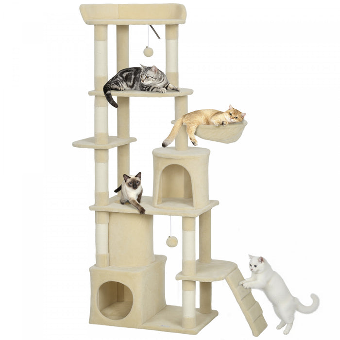 Arbre a chat 170 cm avec 7 griffoirs, beige