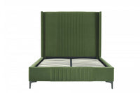 Lit complet Promenade style milieu du siecle moderne en velours capitonne vert mousse