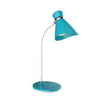 Lampe de table de Dainolite avec abat-jour bleu et blanc, fini blanc et ampoule à DEL de 6 W