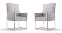 Chaise de salle a manger moderne en velours et metal Element gris - Lot de 2