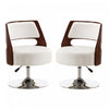 Fauteuil pivotant moderne de salon en cuir vegetalien blanc - Lot de 2
