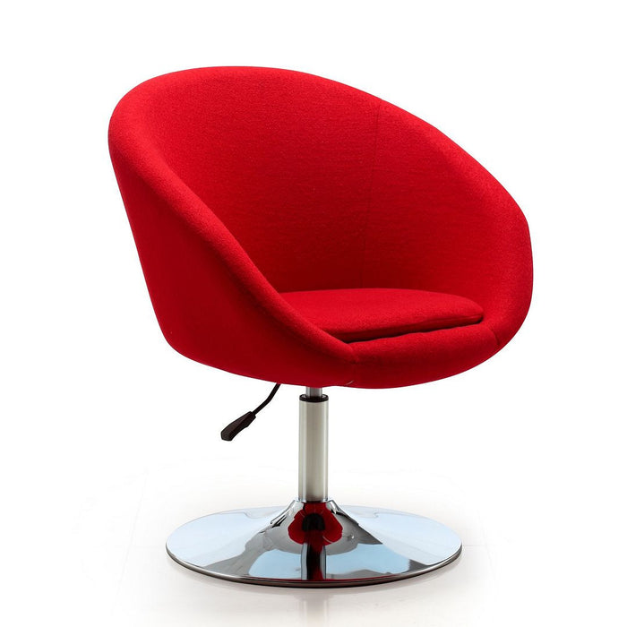 Chaise Hopper de Manhattan Comfort à hauteur réglable en chrome poli et en mélange de laine - rouge