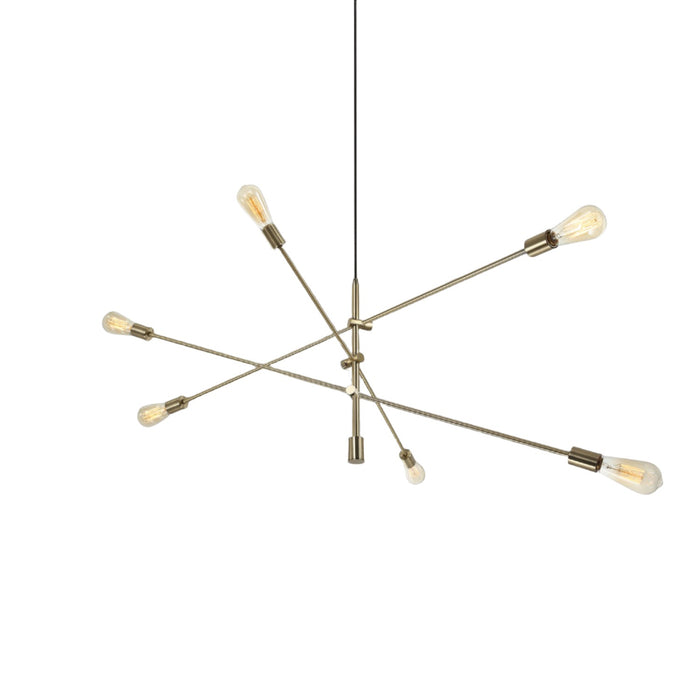 Luminaire suspendu Alexa réglable de Dainolite avec fini laiton vieilli et 6 ampoules