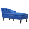 Serena Chaise Longue en Velours a Capitonnage Boutonne et Clous Decoratifs, Bleu