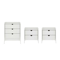  Ensemble de commode 3 pieces Coney style milieu du siecle en blanc