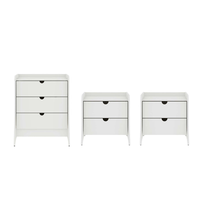Ensemble de commode 3 pieces Coney style milieu du siecle en blanc