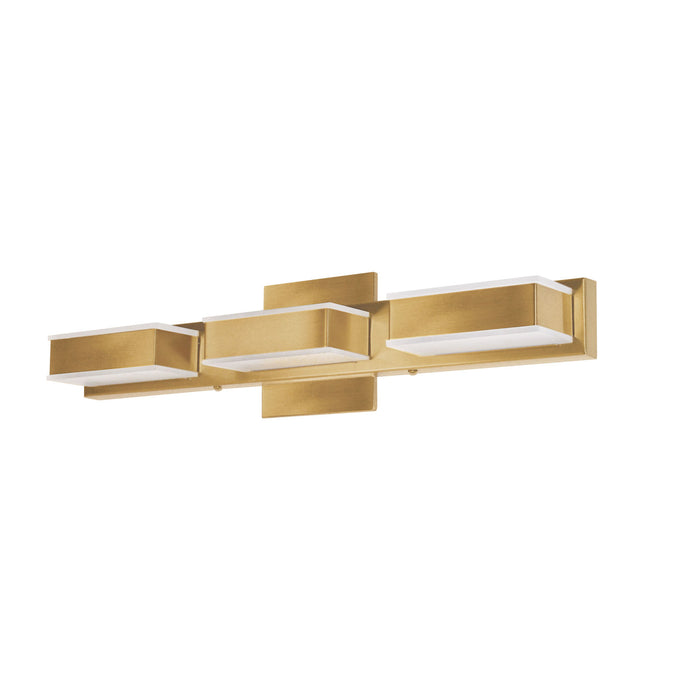 Lumière de coiffeuse murale Viola de Dainolite avec fini laiton vieilli et 3 ampoules à DEL