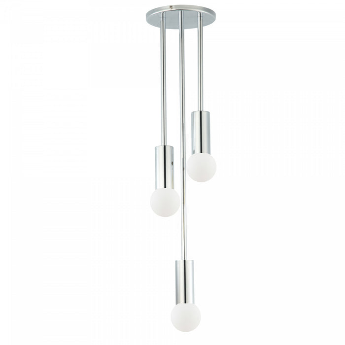 Luminaire suspendu Adams de Dainolite avec fini chromé poli et 3 ampoules