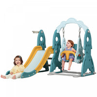 Qaba Ensemble Toboggan Et Balancoire Pour Enfants 3 En 1, Aire De Jeux Interieure Avec Panier De Bas