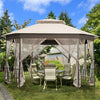 Marque Costway 304,8 Cm X 365,7 Cm Gazebo De Patio Octogonal Avec Double Auvent Et Parois Laterales En Filets