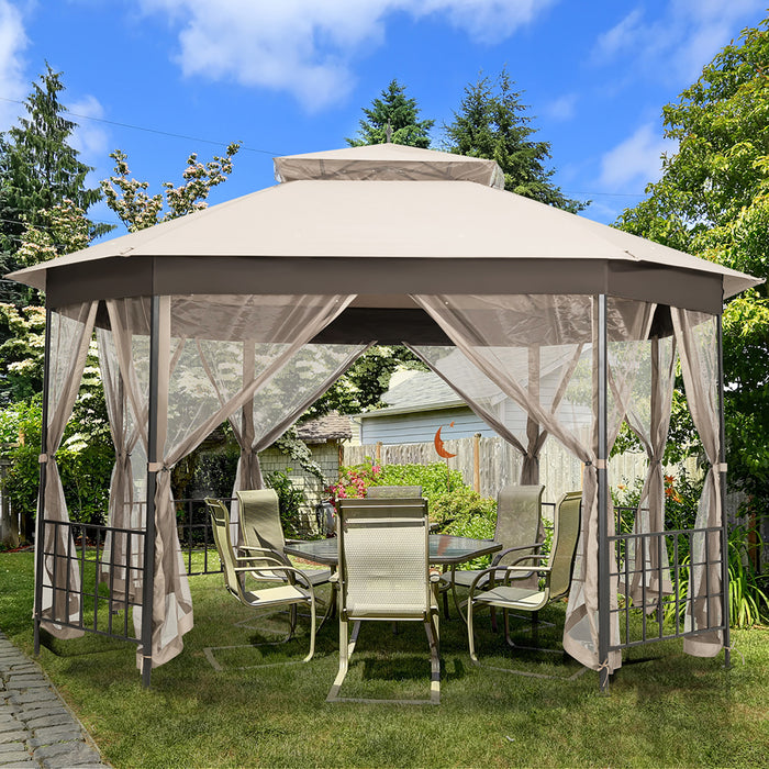Marque Costway 304,8 Cm X 365,7 Cm Gazebo De Patio Octogonal Avec Double Auvent Et Parois Laterales En Filets