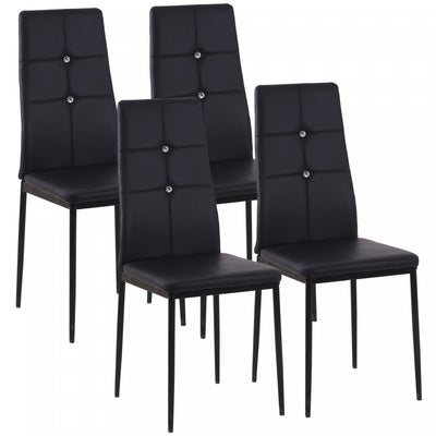 HOMCOM Dining Chairs Set of 4, Faux Leather Side Chairs with High Back