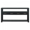Table d'entree Ava 62,2'' avec tiroirs et etageres ouvertes, noire