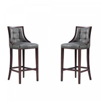  Tabouret de bar traditionnel en bois avec assise rembourree Fifth Avenue, graphite – Lot de 2