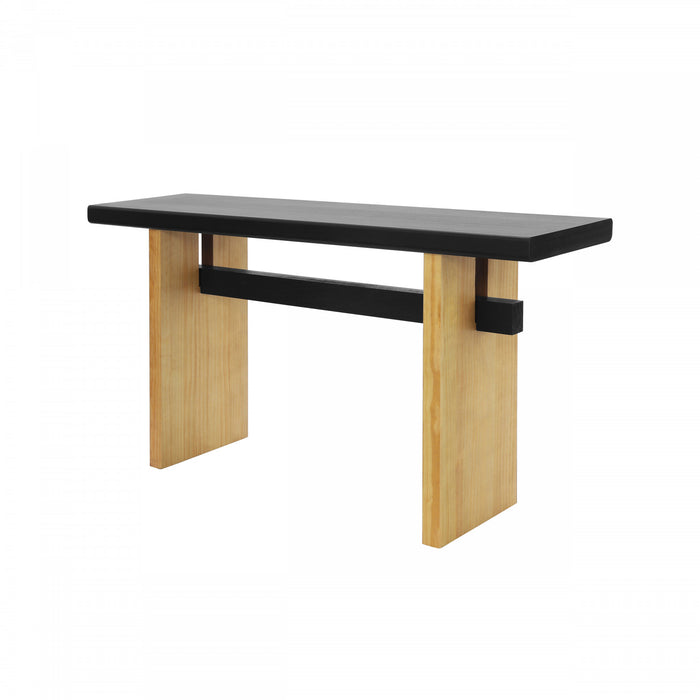 Console de style maison de campagne Emma 150 cm pour entrée - finition noire et brune