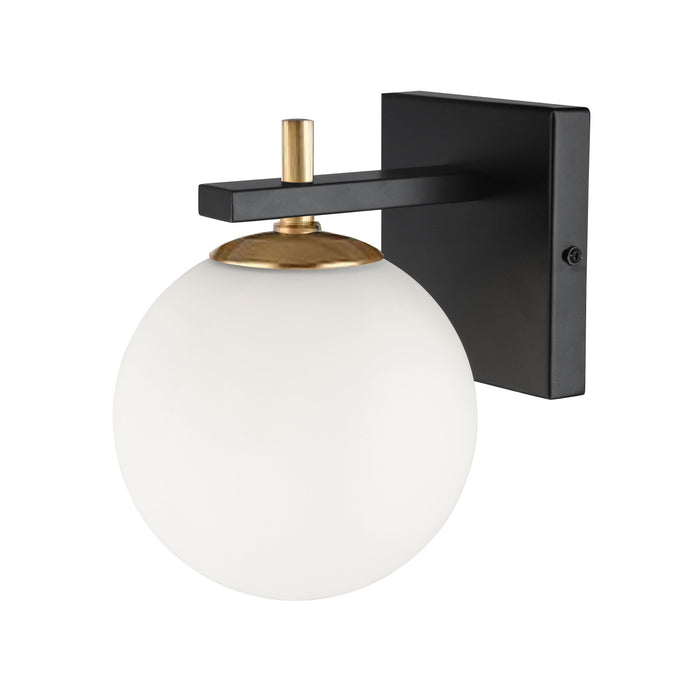 Applique murale Vivaldi de Dainolite avec fini noir mat et laiton vieilli et 1 ampoule