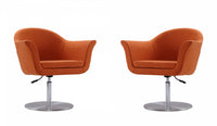 Fauteuil pivotant moderne tisse Voyager en melange, orange - Lot de 2