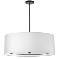 Grand luminaire suspendu Porscha de Dainolite avec abat-jour blanc, fini noir mat et 4 ampoules