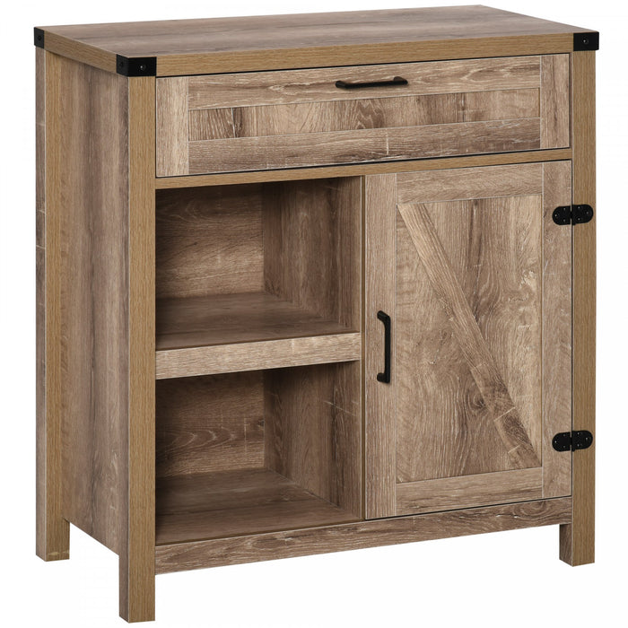 HOMCOM Buffet de ferme rustique avec porte de grange, Chene clair