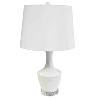 Très grande lampe de table Goliath de Dainolite en céramique, avec abat-jour cylindrique, fini blanc et 1 ampoule