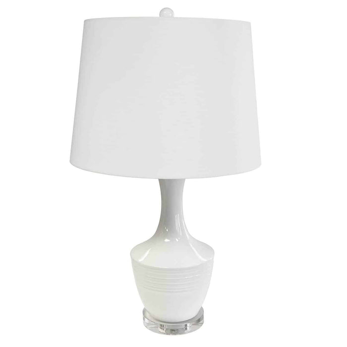 Très grande lampe de table Goliath de Dainolite en céramique, avec abat-jour cylindrique, fini blanc et 1 ampoule