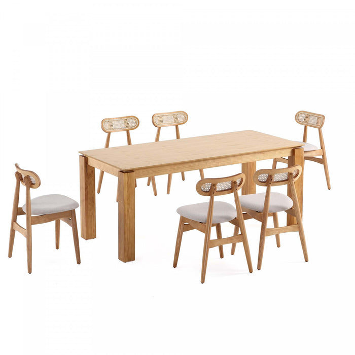 Colbert et Rockaway Ensemble de salle a manger moderne industriel chic 7 pieces en naturel