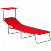 Chaise Longue D'exterieur Outsunny, Chaise Longue Pliable Reglable, Rouge.