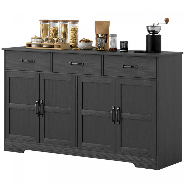 HOMCOM Buffet, meuble de bar a cafe avec tiroirs, noir vieilli
