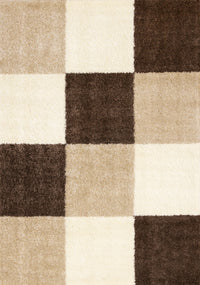 Tapis Fairmont a carreaux brun beige blanc, 5'3